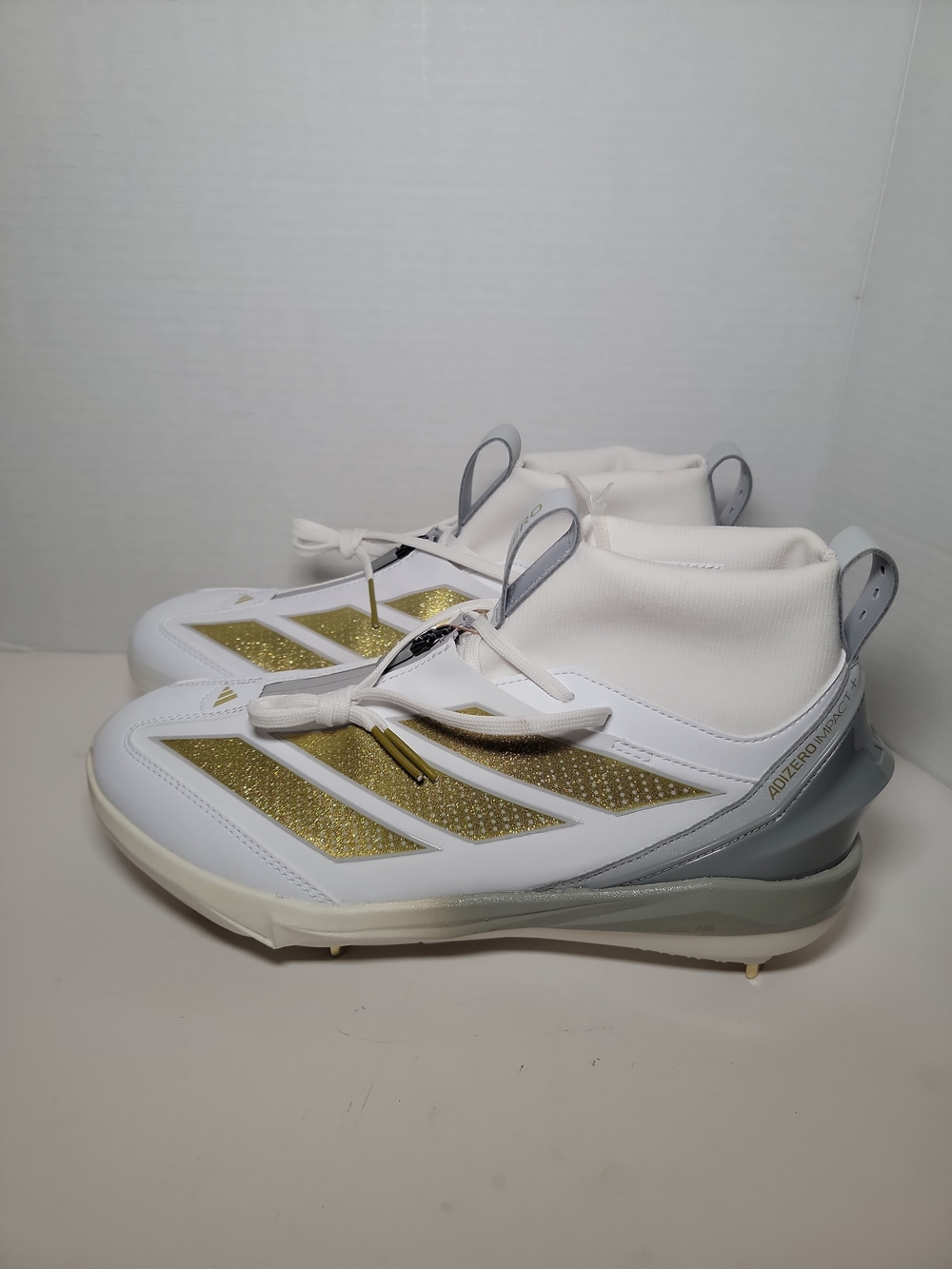 Adidas Adizero Impact+ 2.0 White Gold Baseball Cleats JH6716 Men's Size 10